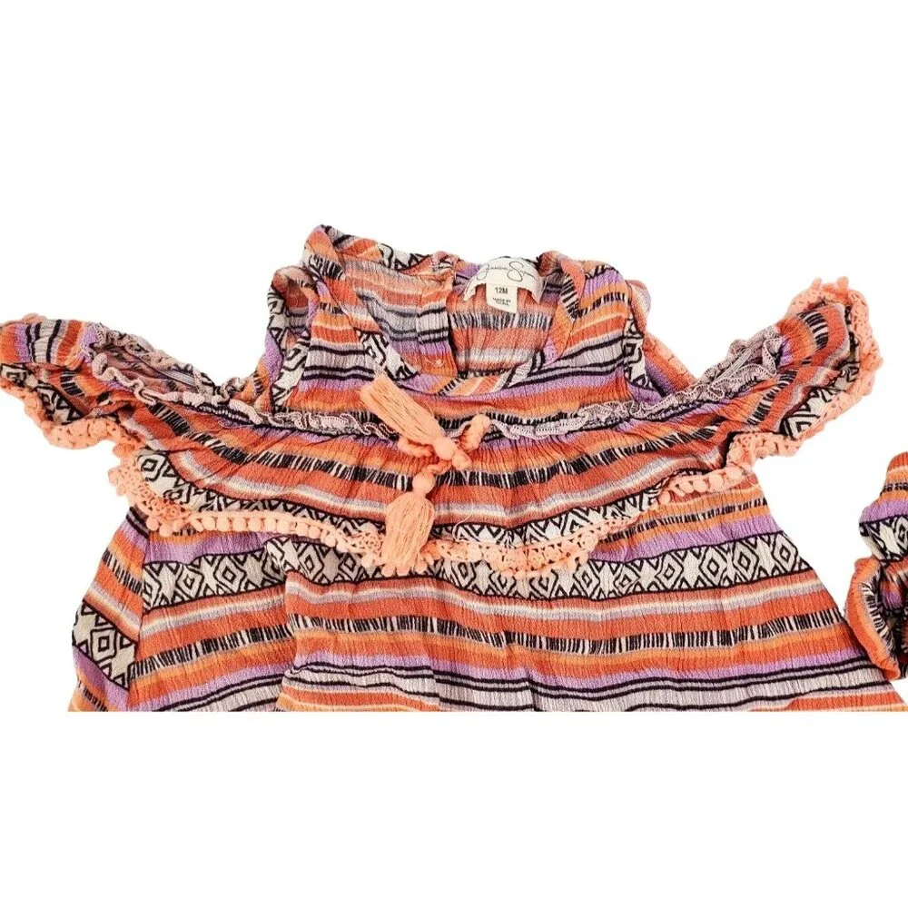 New 12M Jessica Simpson Baby Dress Outfit Ruffle Cold-Shoulder Diaper Cover